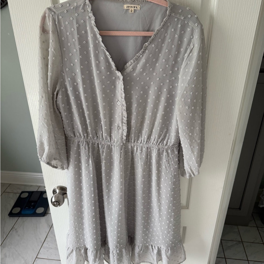 JODIFL Light Gray Ruffled Dress